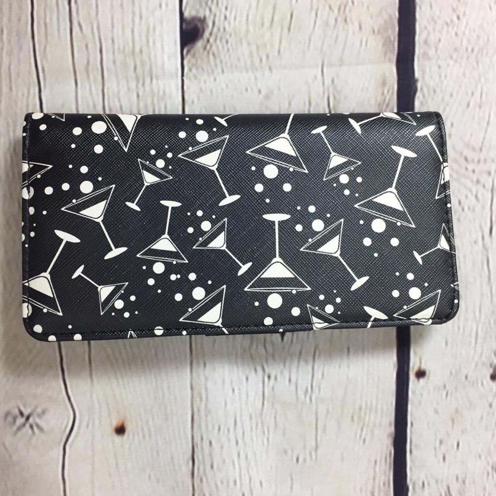 Apt 9 Black Wallet with Martini Glass Print